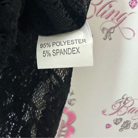 Cardigan lace top ribbon tie up black floral sexy stretchy - Picture 3 of 5